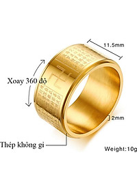Nhẫn xoay Bát Nhã Tâm Kinh khắc chữ Vạn - Nhẫn phong thủy Hán ngữ may mắn bình an Ri99
