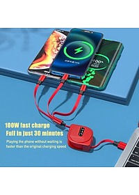 Dây Cáp Sạc nhanh 6A 100W 3 Trong 1 Rút Được gọn tiện lợi Cho Huawei Honor Xiaomi Samsung - miếng lót chuột