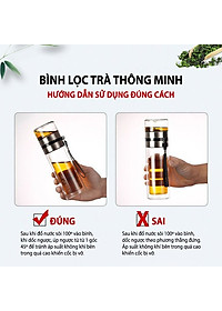 Bình Pha Trà Thuỷ Tinh 2 Lớp Cách Nhiệt Có Lõi Lọc Inox Chịu Nhiệt Cao Dung Tích 450ml Cầm Tay Tiện Lợi - HÀNG CHÍNH HÃNG MININ