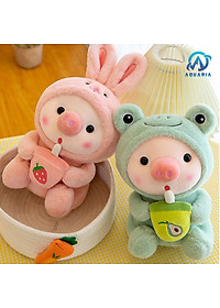 Gấu Bông Gối Ôm Thú Bông, Nhồi Bông Heo Baby Hóa Trang Uống Trà Sữa Siêu Dễ Thương Hot Hit 25cm