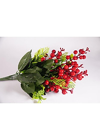 Hoa giả đẹp trang trí nhà cửa chùm Cherry đỏ hạnh phúc nhiều màu - Cao 40cm bụi 7 cành