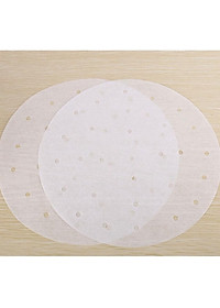100 tờ giấy nến đục lỗ lót nồi chiên không dầu, hấp bánh bao, Giấy nến tròn lót xửng hấp (HY20)