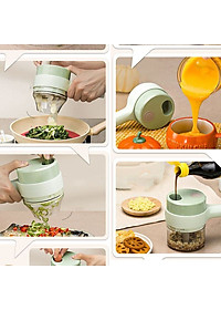 Máy xay mini cầm tay 3 trong 1 (máy xay nghiền tỏi ớt, rau củ, sinh tố;, máy nạo gọt hoa quả; máy cắt sợi, thái lát đồ ăn) dễ dàng vệ sinh