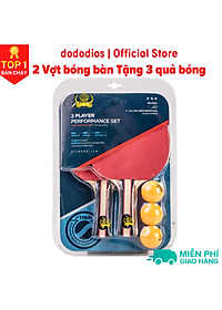 Vợt bóng bàn combo 2 chiếc tặng kèm 3 quả bóng và túi đựng - chính hãng dododios - Thiết kế chuẩn quốc tế