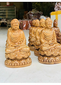 Tượng phật thích ca mini bằng gỗ bách xanh kt 15×9×8cm