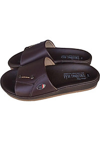 Dép nam quai ngang Trường Hải một bản da bò thật đế kếp mềm dẻo không trơn QN0421