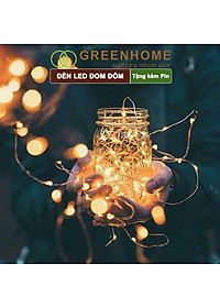 Dây Đèn Led Trang Trí Greenhome, Fairy Lights, Đom Đóm 1 Mét, 3 Chế Độ Sáng, Tặng Kèm Pin, Chịu Nước, Decor, Chụp Hình