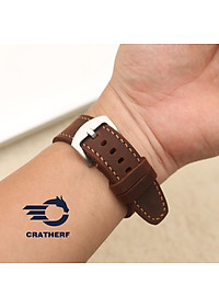 Dây da thay thế đồng hồ Casio AE1200 da bò sáp nâu Ngựa Rivet Handmade