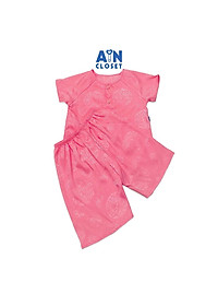 Bộ quần áo bà ba lửng bé gái hoa văn Cổ Trang gấm hồng - AICDBGOZYKTV - AIN Closet