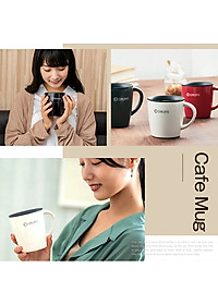 Cốc inox giữ nhiệt Cafe Mug 330ml có gioăng silicon  & nắp trượt chống tràn - Nội địa Nhật Bản