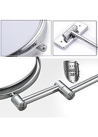 Gương trang điểm phóng đại 3 lần, xoay 360 độ, 2 mặt siêu nét, treo tường phòng tắm, phòng ngủ, Khách sạn, resort, Inox SUS 304, Size 15cm, 18cm, 20cm, Minh House