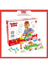 Đồ Chơi Bộ Tranh Xếp Nút TOONYKIDS - Đồ Chơi Thông Minh Cho Bé - JURASSIC PUZZLE TN011 [Tặng Kèm Sticker]