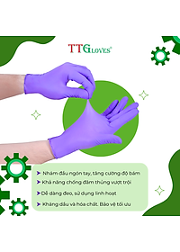 Găng Tay Cao Su Y Tế Size S Không Bột Nitrile TTGLOVES Màu Tím (100 Chiếc)