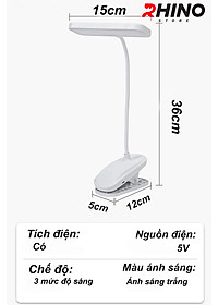 Đèn học LED gắn kẹp bảo vệ mắt chống cận cảm ứng Rhino L401, tích điện đa năng làm việc, để bàn học - Hàng chính hãng