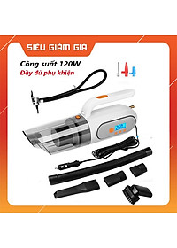 Máy Hút Bụi Và Bơm Lốp Ô Tô - Công Suất 120W 4 in 1 Bơm/Hút/Đèn Chiếu Sáng/Đồng Hồ Đo Áp Suất Lốp - K1074