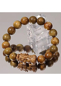 VÒNG TAY TỲ HƯU THU HÚT TÀI LỘC GỖ ĐÀN HƯƠNG XANH 8mm