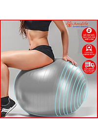 Bóng Tập Yoga 65Cm Cao Cấp Chống Nổ (Dày 2mm) - Tặng Kèm Bơm – Kim Bơm Bóng Dự Phòng - Chính Hãng Amalife