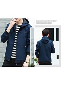 ÁO KHOÁC DÙ NAM 2 LỚP CÓ NÓN -XÁM