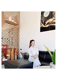 Bộ Đi Lễ Chùa - Đồ Lam Nữ Đi Chùa Đẹp Cao Cấp Trang Nhã Vải Lụa Hoa Nổi 2021 Dành Cho Phật Tử AL002