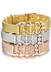 Vòng tay lắc tay nữ titant sang trọng mẫu trái tim đôi love mỏ neo