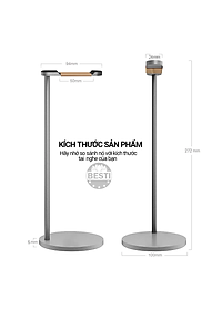 Kệ Nhôm Để Tai Nghe, Giá Đỡ Treo Headphone Besti, Hợp Kim Nhôm Cao Cấp Kiểu Dáng Sang Trọng Để Bàn - Hàng Chính Hãng