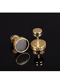 Bông Tai Nam Hình Tròn Màu Đen Chất Liệu Thép Titan Không Đen Không Dị Ứng TT 0689 - 1 cặp