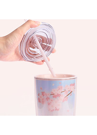 Ly nhựa LocknLock 2 lớp 750ml HAP522 720ml Anh Đào - Hàng chính hãng kèm ống hút, cách nhiệt tốt, miệng rộng - JoyMall