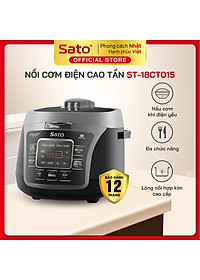 Nồi cơm điện cao tần Sato ST-18CT015 màu đen xám 1.8L , nồi cơm áp suất cao đa năng nấu các loại gạo, nấu cháo, súp, hâm nóng, làm bánh, nồi cơm chống dính cao cấp, công nghệ cao tần Nhật Bản - Miễn phí vận chuyển toàn quốc - Hàng chính hãng