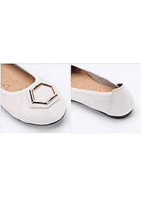 Giày Nữ Búp Bê Da Bò Huy Hoàng HT7913 - Trắng