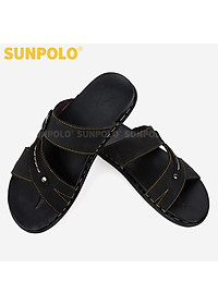 Dép Quai Ngang Nam Da Bò SUNPOLO SNA102 Trẻ trung, Năng động (Đen, Nâu bò)