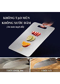Thớt Inox 304 Cao Cấp KHông Gỉ- Size 33,5x23cm , Kháng Khuẩn, Chống Ẩm Mốc, Thớt Nhà Bếp- Hàng Loại 1.  Chính Hãng