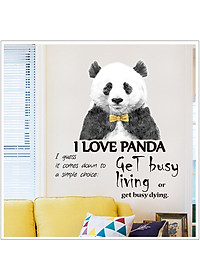 Decal dán tường I love Panda và thông điệp ý nghĩa AmyShop DKN101 (70 x 80 cm)