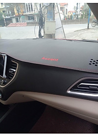 Thảm Taplo Hyundai Accent 2017-2023 loại da dày cao cấp 3 lớp chống trượt Da Carbon đen