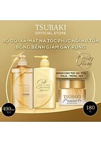 Bộ Ba Chăm Sóc Tóc Phục Hồi Ngăn Rụng Tóc TSUBAKI Gội Xả (490ml/chai) + Mặt Nạ Tóc Cao Cấp Phục Hồi Hư Tổn 180g