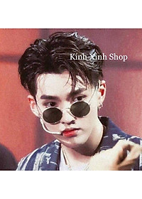 Kính Râm Nam Nữ Mắt Tròn Thời Trang Hàn Quốc Gọng Kim Loại Bản Dày Cao Cấp Kèm Đầy Đủ Phụ Kiện