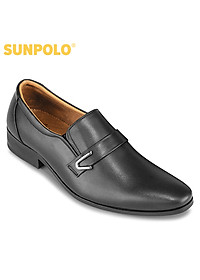 Giày tây nam da bò đế cao su SUNPOLO SKT116 phiên bản đen