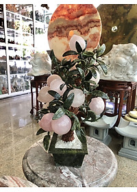 Cây Đào phong thủy đá thạch anh hồng gồm18 quả - Cao 45cm