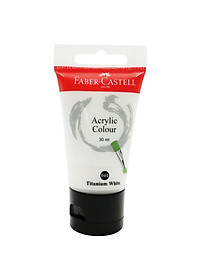Tuýp màu vẽ acrylic 30ml titanium white (trắng titan) Faber 1183001