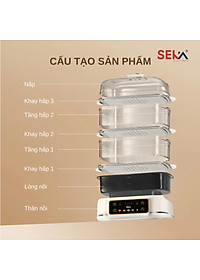 (HOT NEW) Nồi Lẩu Hấp 4 Tầng 24L SEKA SK6620 - 1500W Đa Năng 4 in 1 Hấp, Lẩu, Khử Trùng, Tiệt Trùng - Hàng Chính Hãng Bảo Hành 2 Năm