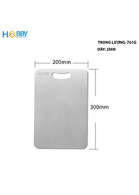 Thớt inox 304 kháng khuẩn dòng đặc ruột Hobby home decor TH 3 size tùy chọn