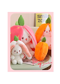 Gấu bông thỏ cà rốt 2 in 1, thú nhồi bông dâu cosplay cao cấp