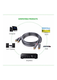 Cáp AV 2 đầu hoa sen (RCA) dài 2M Ugreen 10518 - Hàng chính hãng