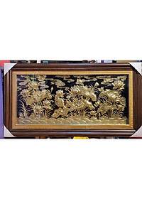 TRANH ĐỒNG VÀNG LIỀN TẤM - HOA SEN VÀNG