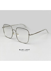 Gọng Kính Cận, Kính Giả Cận Chống UV Mắt Vuông To Gọng Bạc, Đen Kim Loại Viền Lấp Lánh Hàn Quốc - BLUE LIGHT SHOP