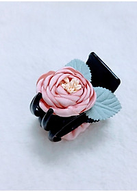 Kẹp tóc hoa hồng phấn có lá