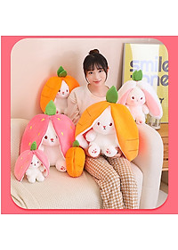 Gấu bông thỏ cà rốt 2 in 1, thú nhồi bông dâu cosplay cao cấp