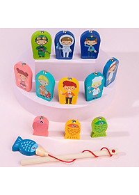 Bảng Gỗ Ghép Hình + Câu Cá Lôgarit 7 in 1 cho bé