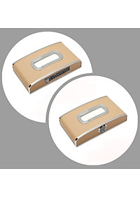 Hộp đựng khăn giấy ô tô xe hơi chất liệu da cao cấp có đồng hồ và bảng số điện thoại