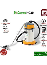 Máy hút bụi khô và ướt HiClean HC30 (thùng inox chống gỉ, dung tích 30L) – Hàng chính hãng