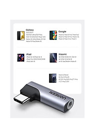 Ugreen UG90577CM460TK vuông góc 90 độ 4 khấc Màu đen Đầu chuyển USB-C sang cổng 3.5mm hỗ trợ Samsung Ipad Xiaomi Oneplus - HÀNG CHÍNH HÃNG